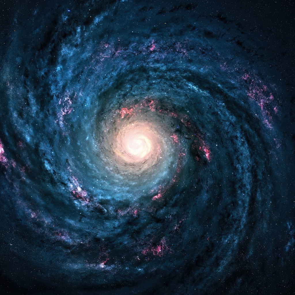 Млечный путь и яркая вспышка в космосе