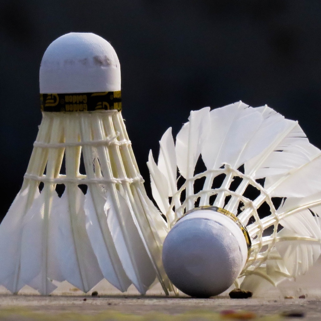 Два белых воланчика для игры в бадминтон