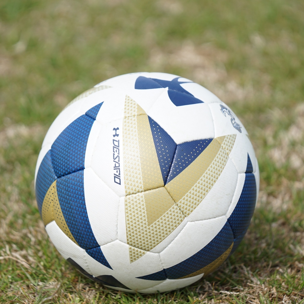 Большой футбольный мяч на поле