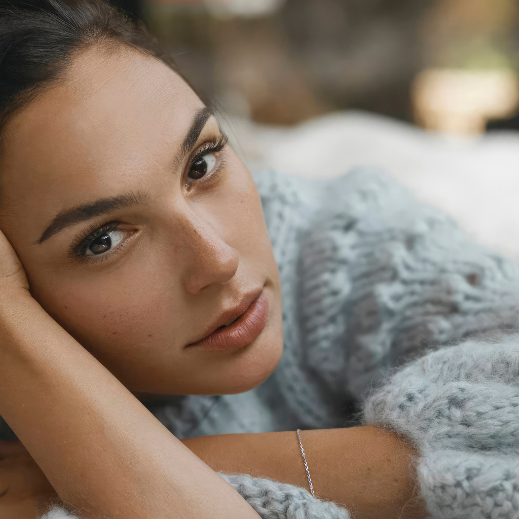 Кареглазая актриса Галь Гадот в теплом свитере