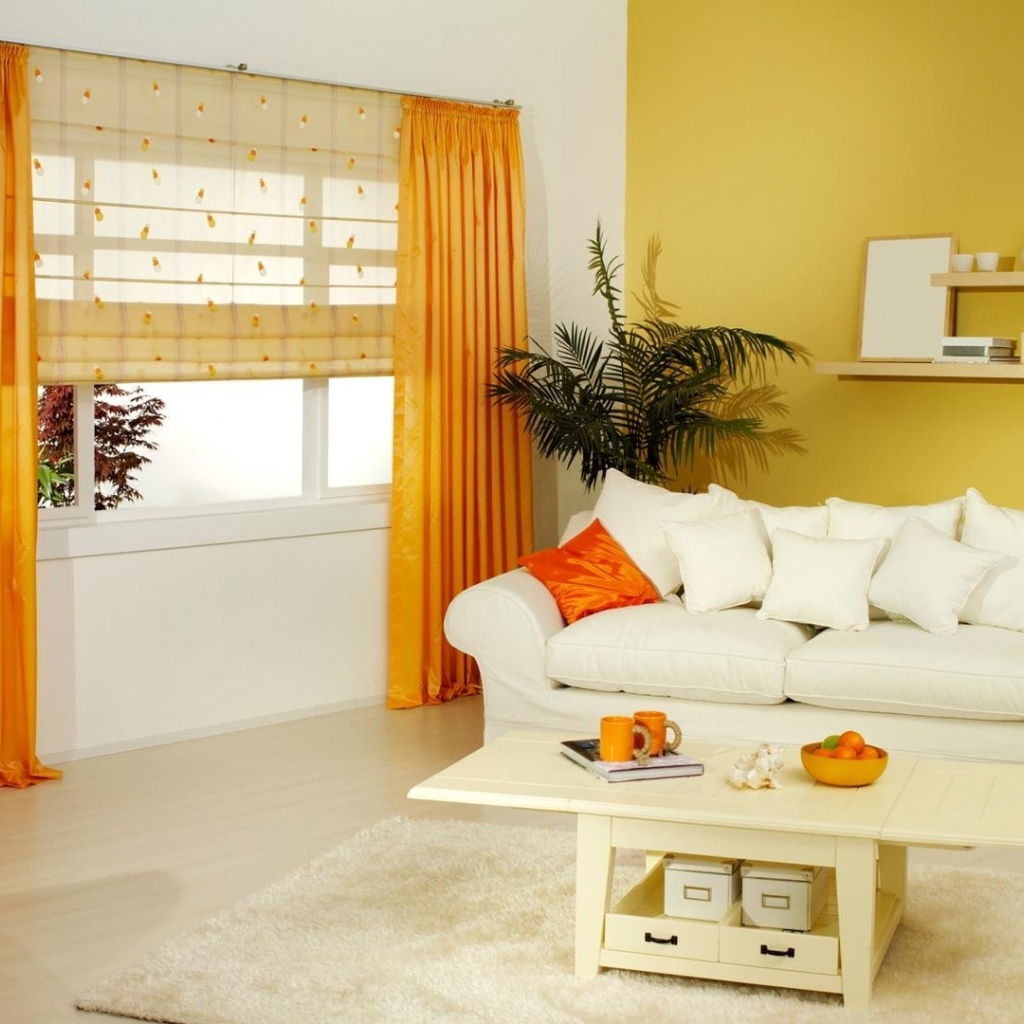 Дизайн гостиной в оранжевом стиле