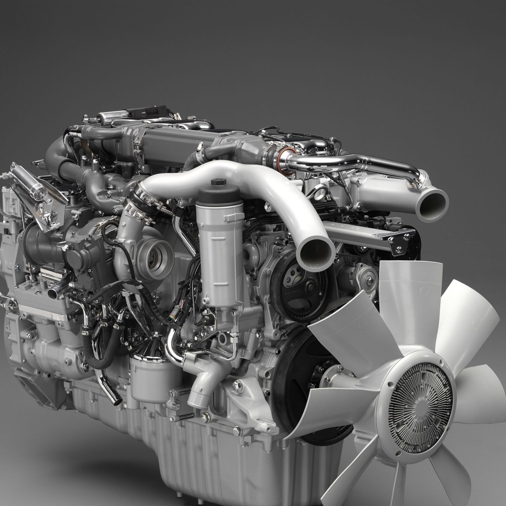 3д модель мотора на сером фоне