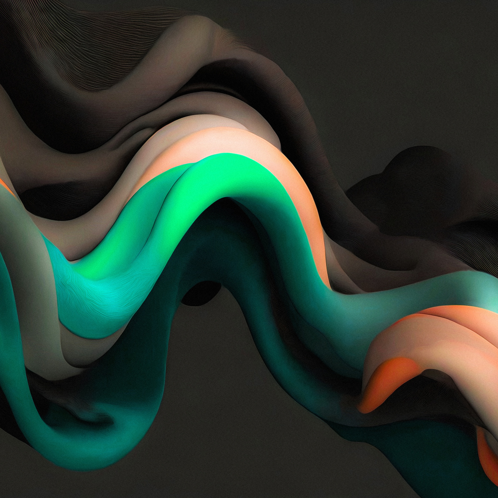 Абстрактные разноцветные волны на черном фоне