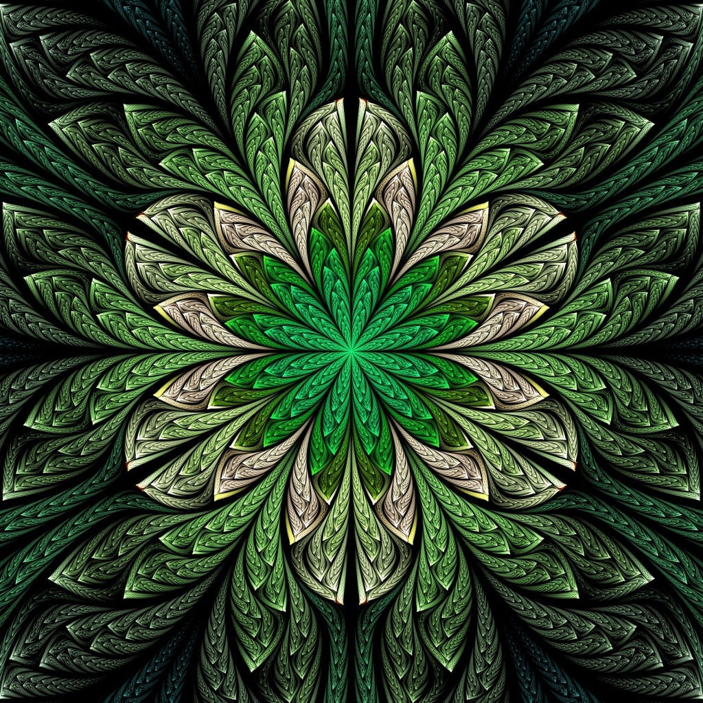 Абстрактный зеленый волнистый цветок 