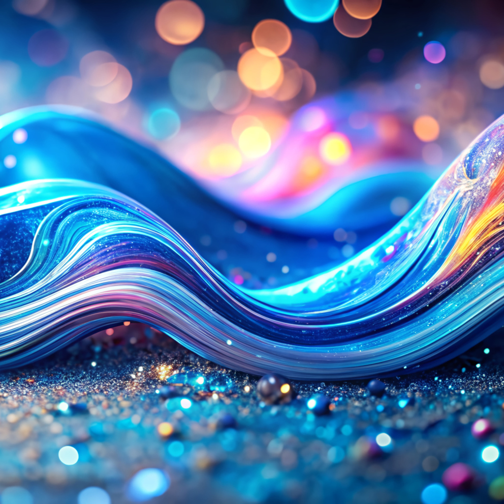 Абстрактная неоновая волна с блестками
