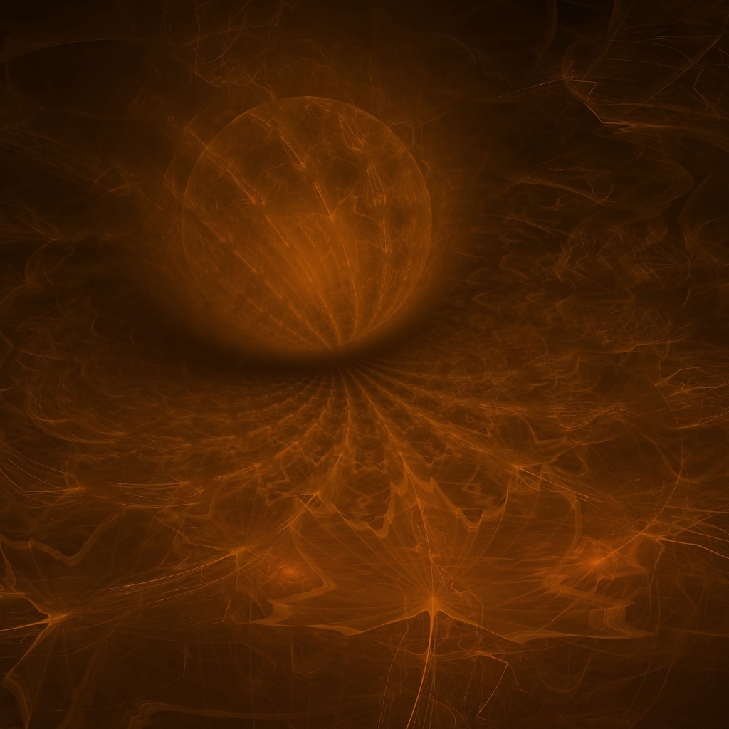 Шар на коричневом неоновом фоне с кленовым листом