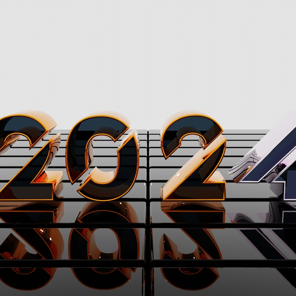 Красивые 3д цифры 2024 на сером фоне