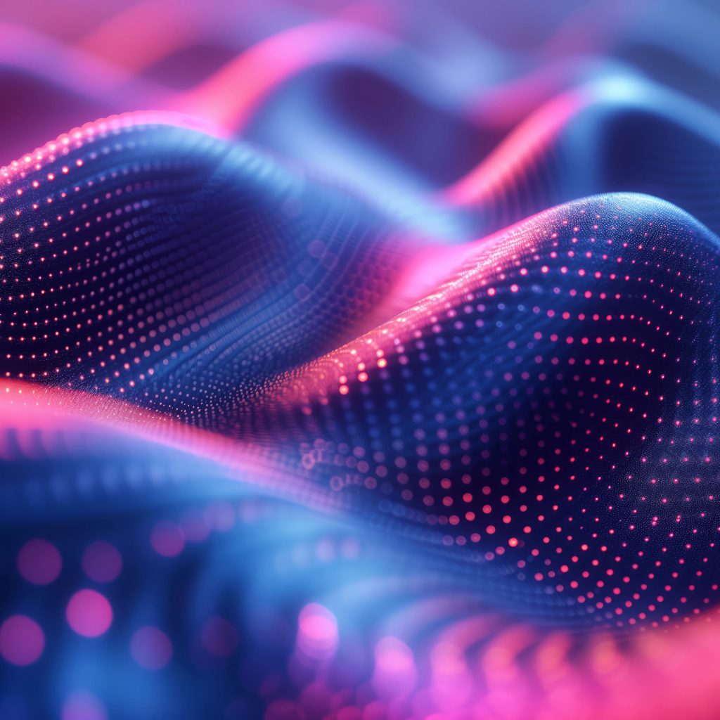 Черные абстрактные волны в розовых точках