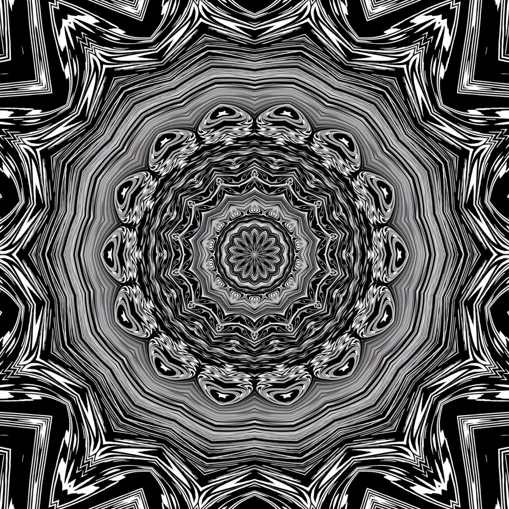 Черно-белый фрактальный узор 