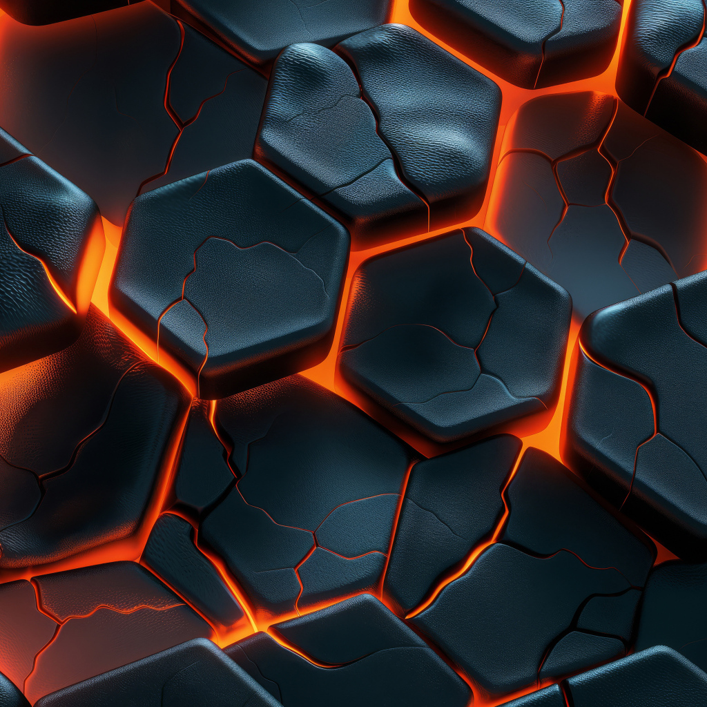 Черные потрескавшиеся соты с красной подсветкой