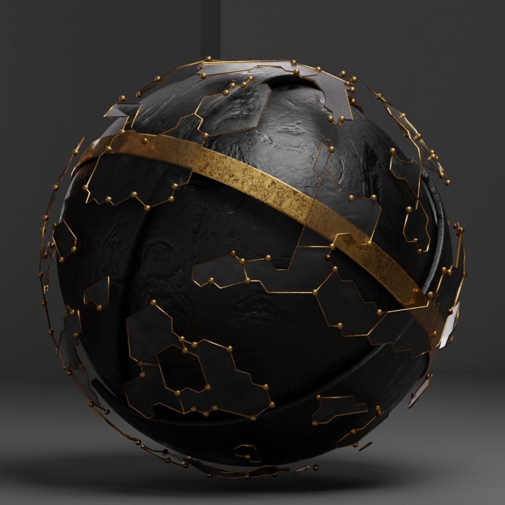 Черный металлический шар с платой