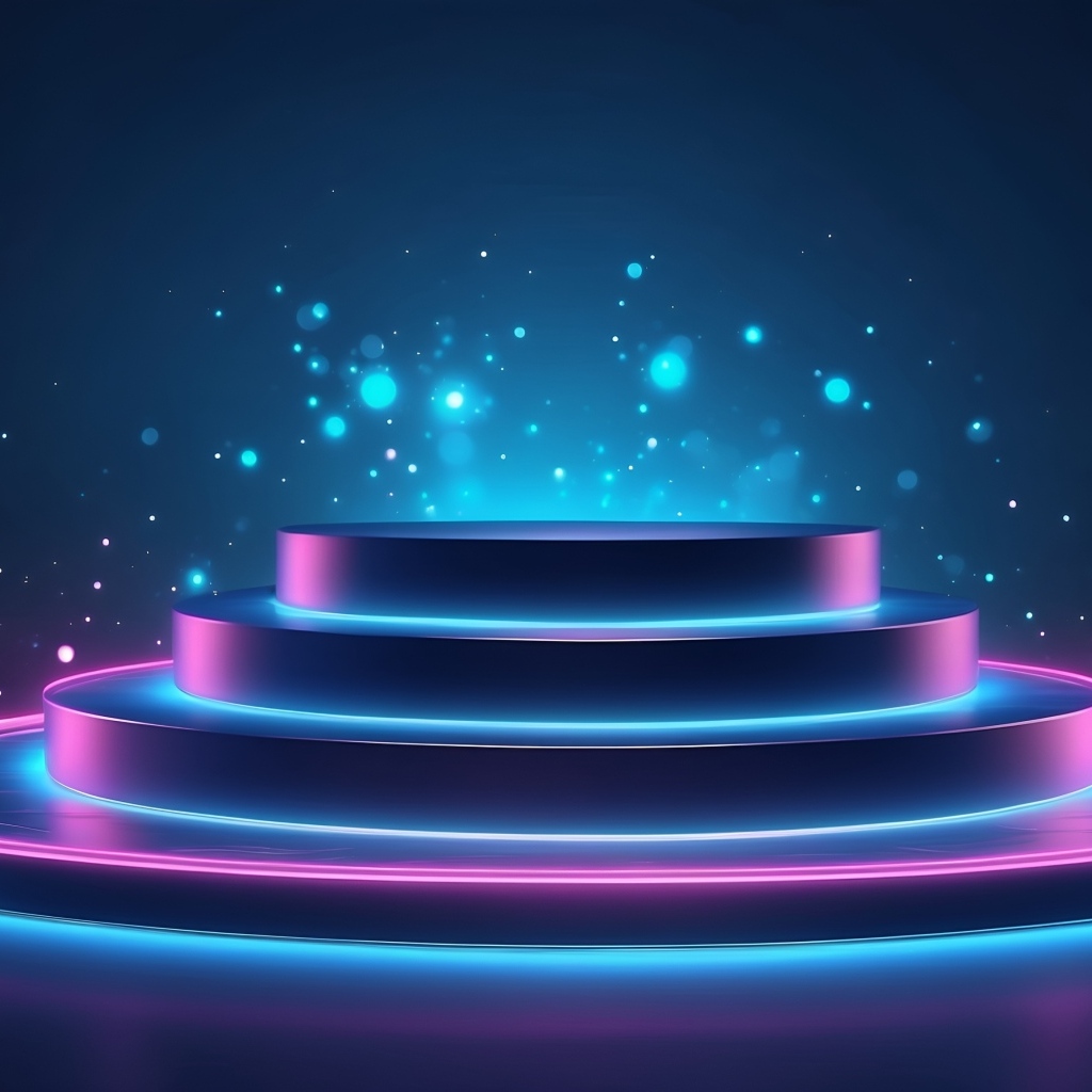 Созданный неоновый подиум 3д графика
