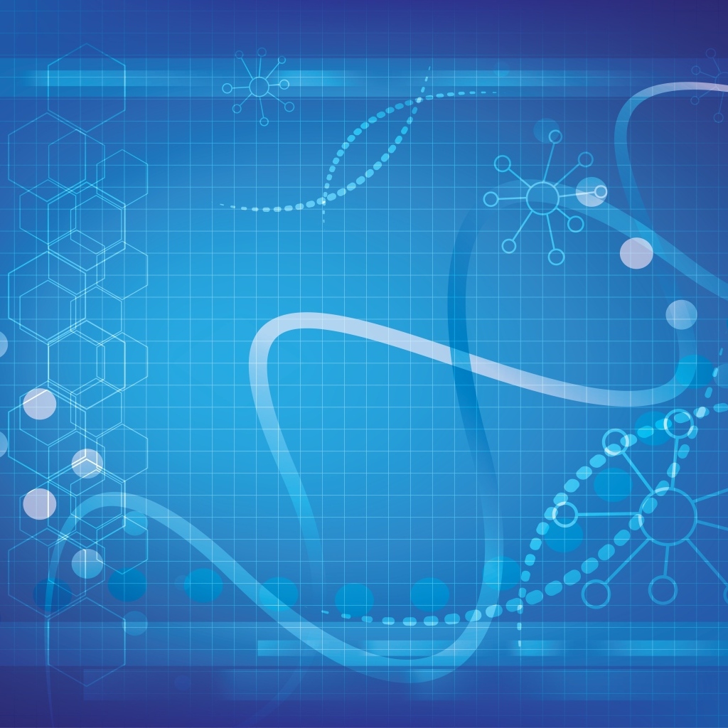 Спираль ДНК с бактериями на голубом фоне