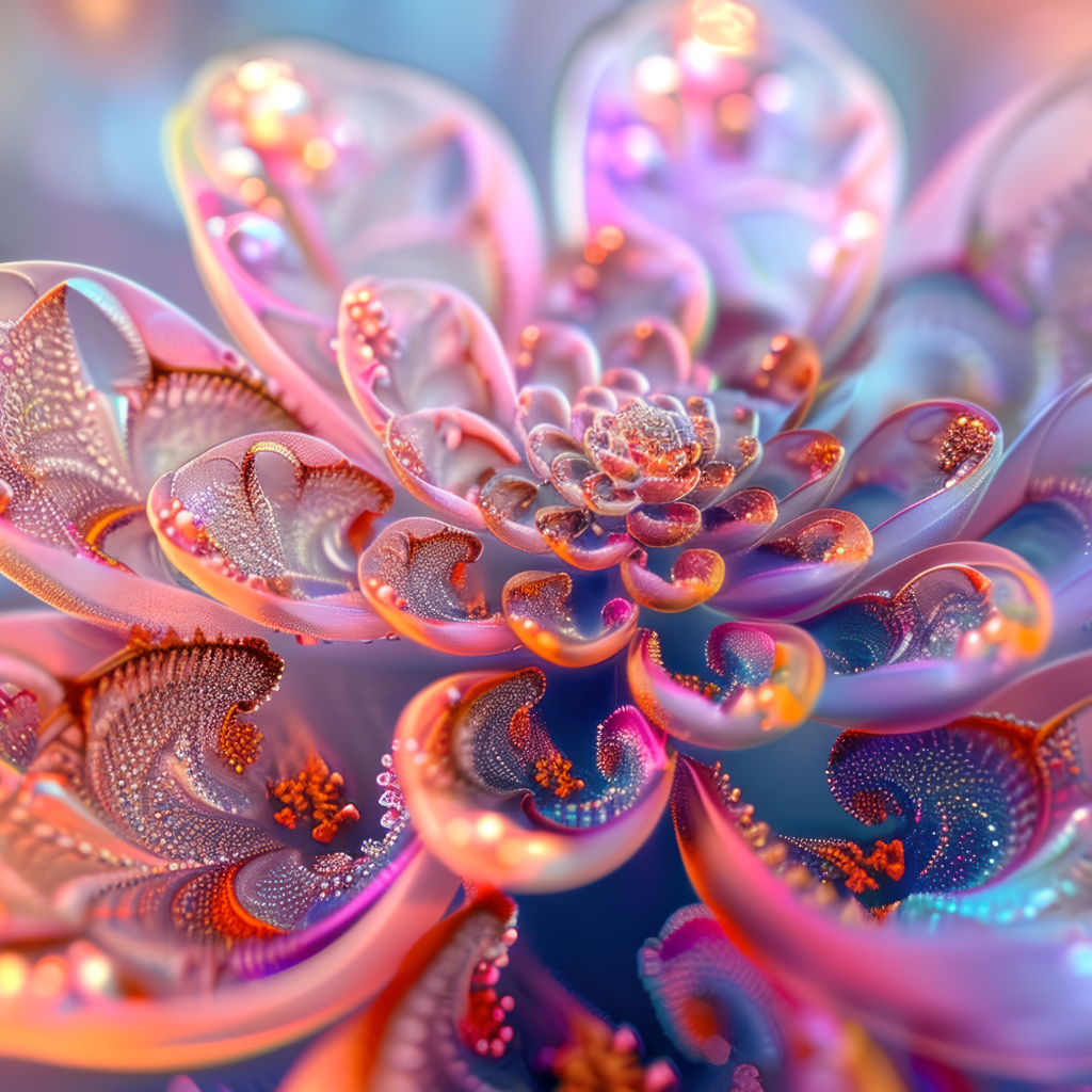 Фантастический фрактальный розовый цветок крупным планом