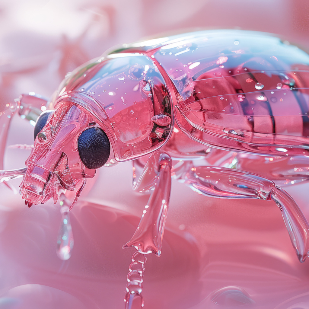 Стеклянный жук на розовом фоне 3д графика