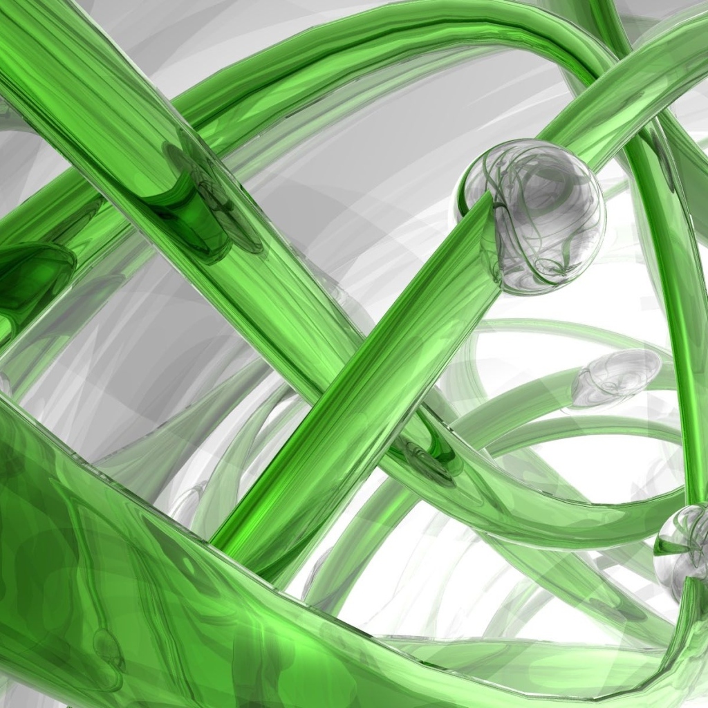 Стеклянная зеленая спираль с серыми шарами