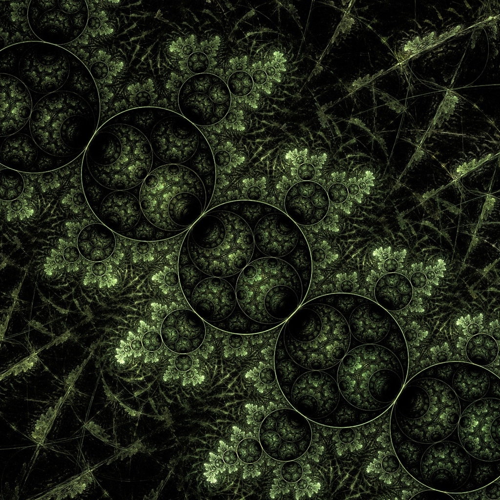 Зеленый растительный узор с кругами