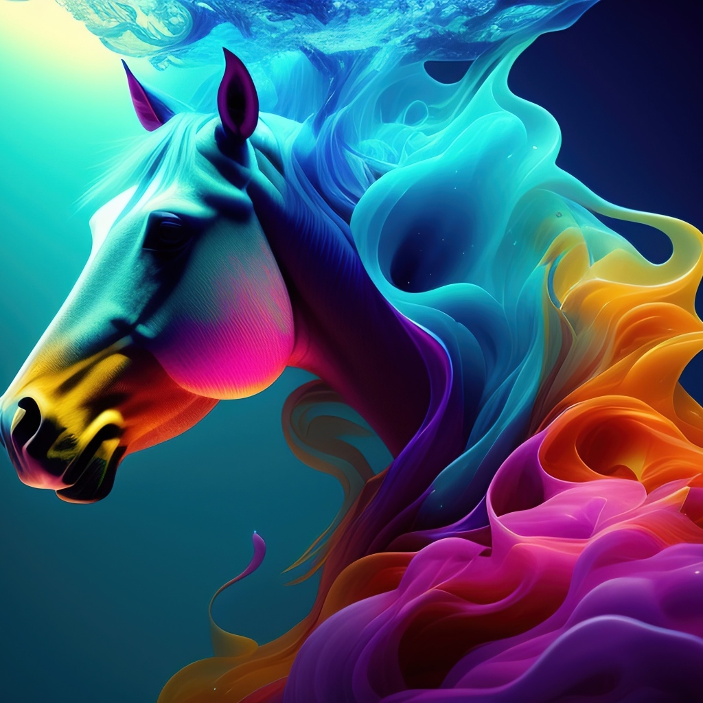 Конь с яркой гривой 3д графика