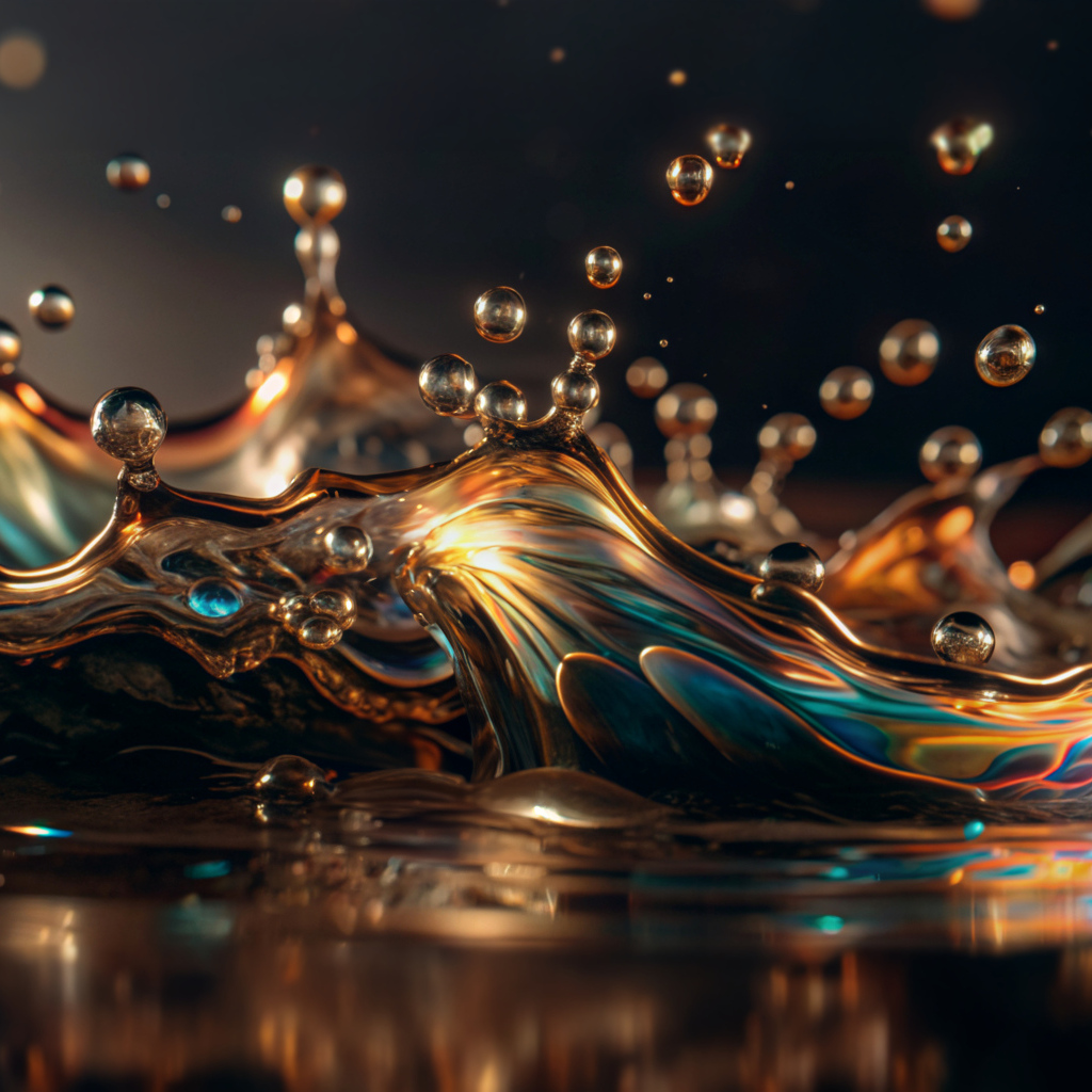 Брызги жидкости на темном фоне