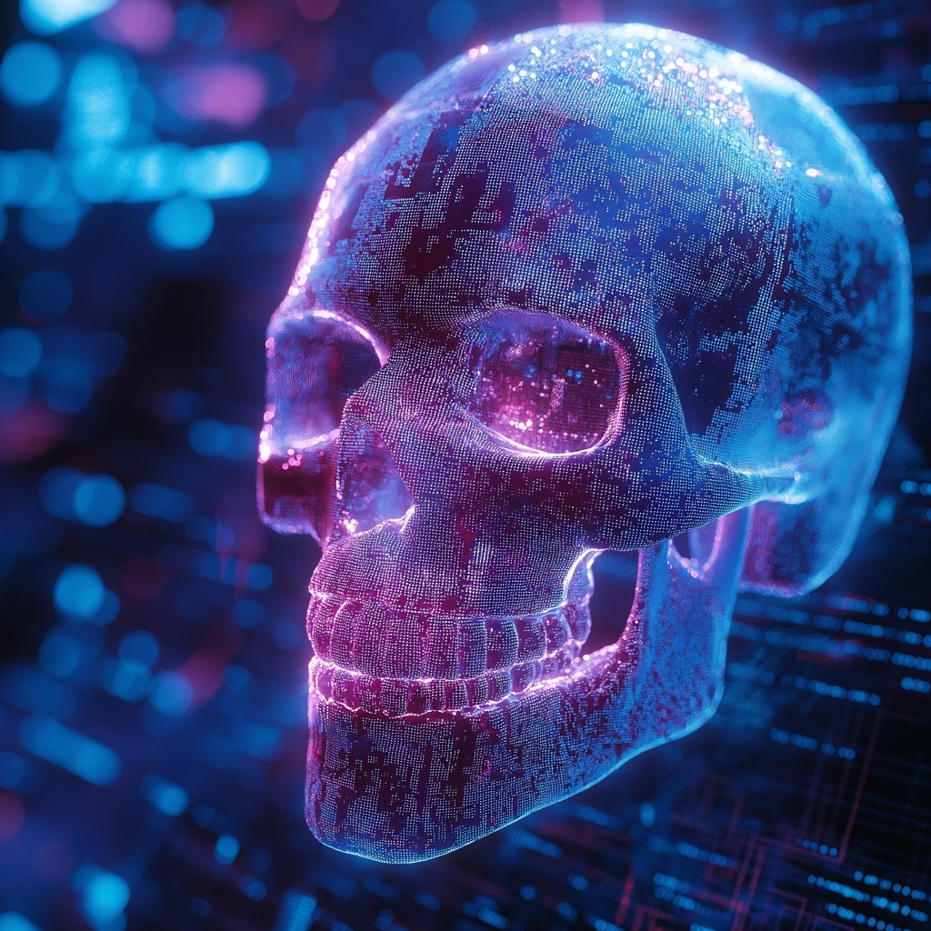 Неоновый фиолетовый цифровой череп