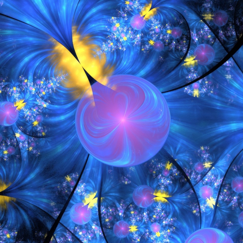 Неоновые абстрактные круги с разводами