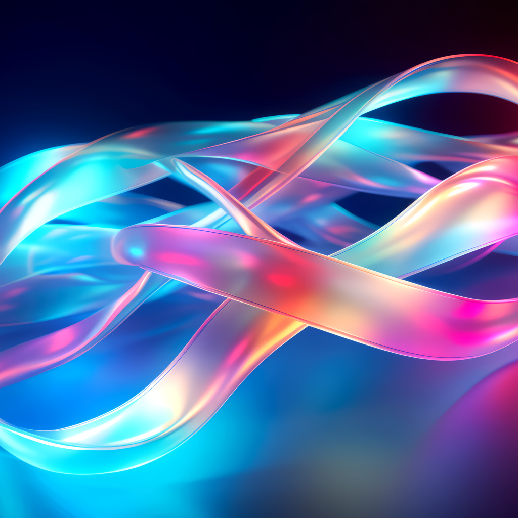 Розовые и голубые абстрактные волны на синем фоне