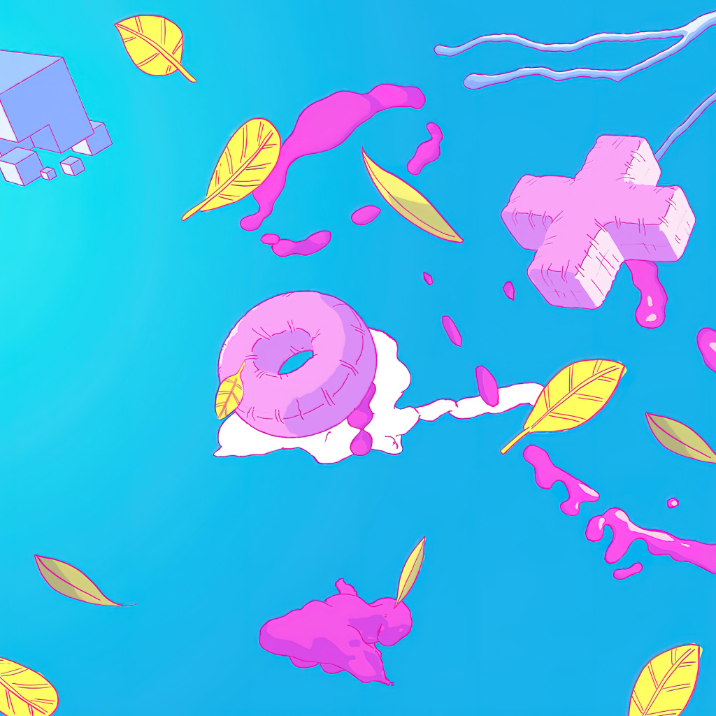 Розовые фигурные значки playstation на голубом фоне