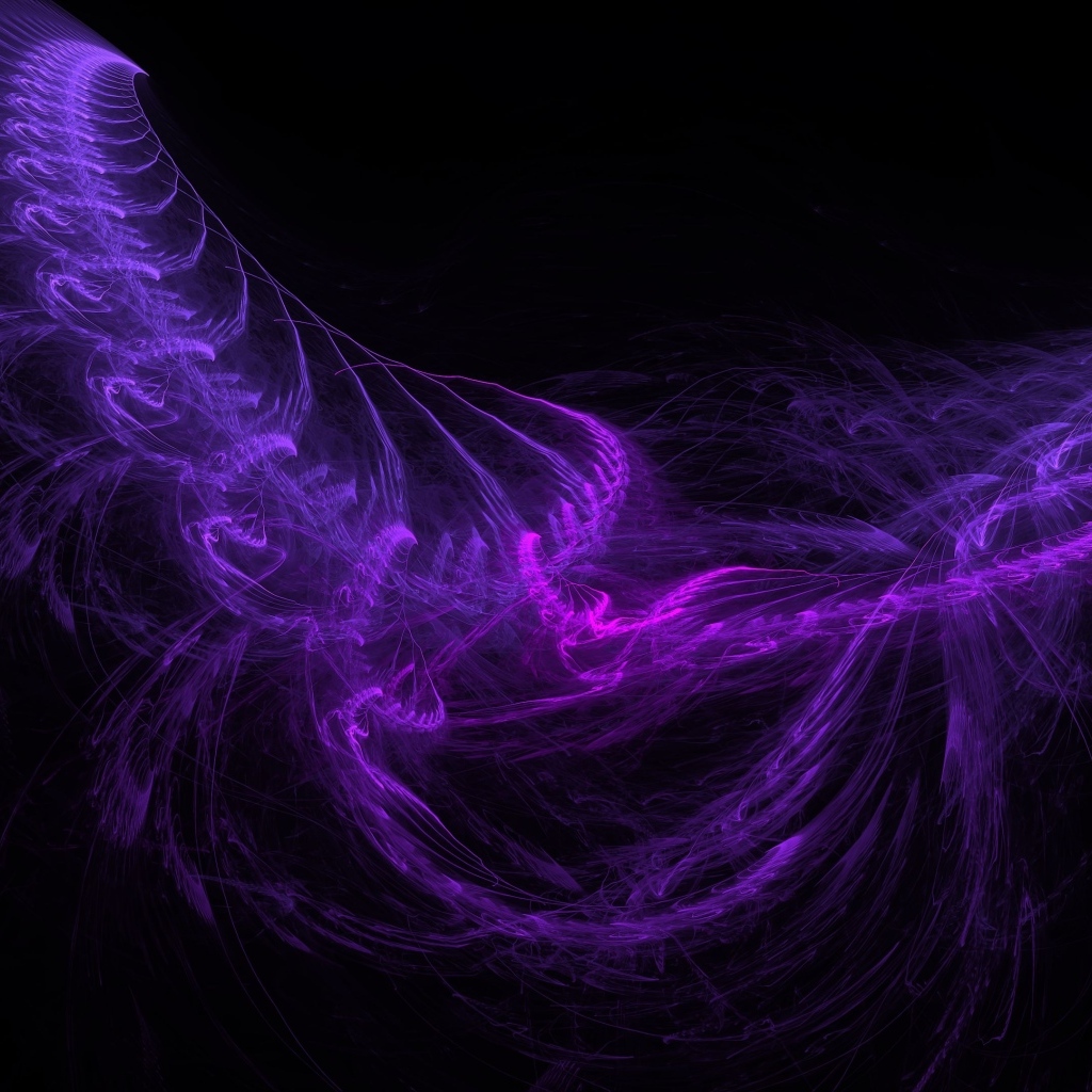Фиолетовые волнистые узоры на черном фоне