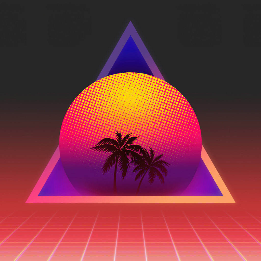 Пирамида с шаром и пальмами