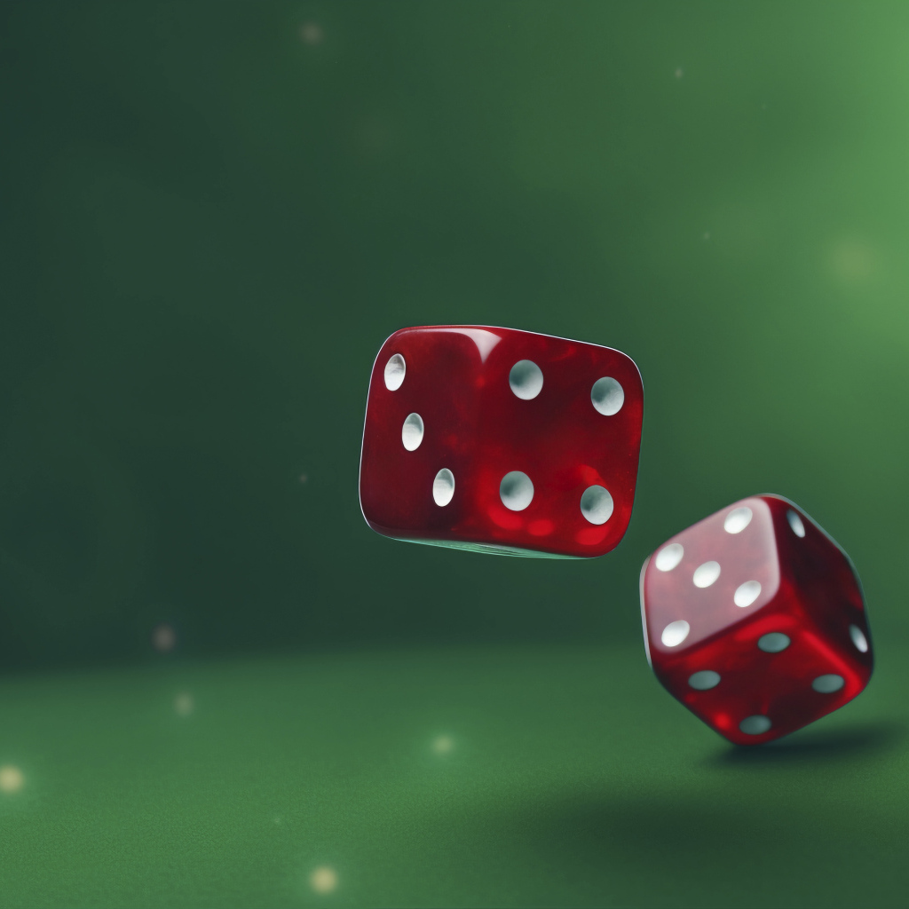 Красные 3д кубики на зеленом фоне