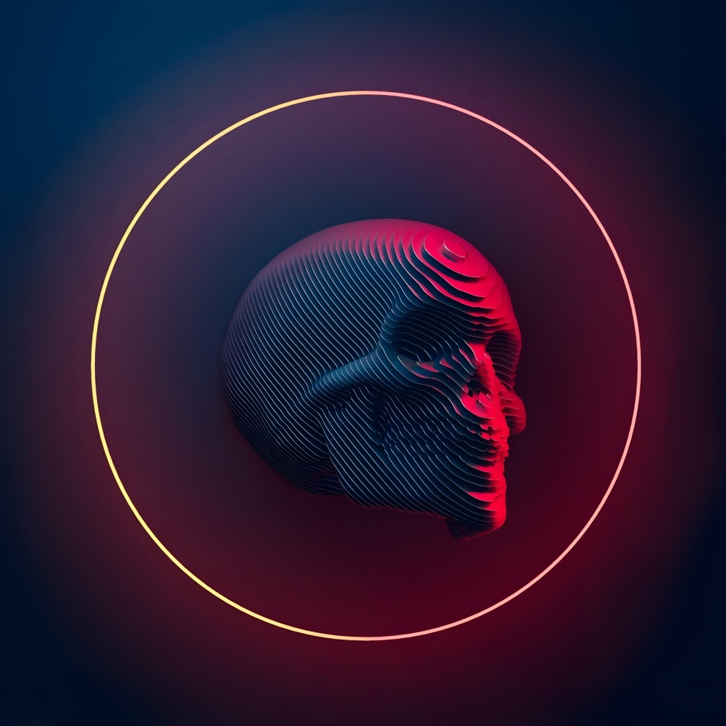 Череп в кругу на черном фоне