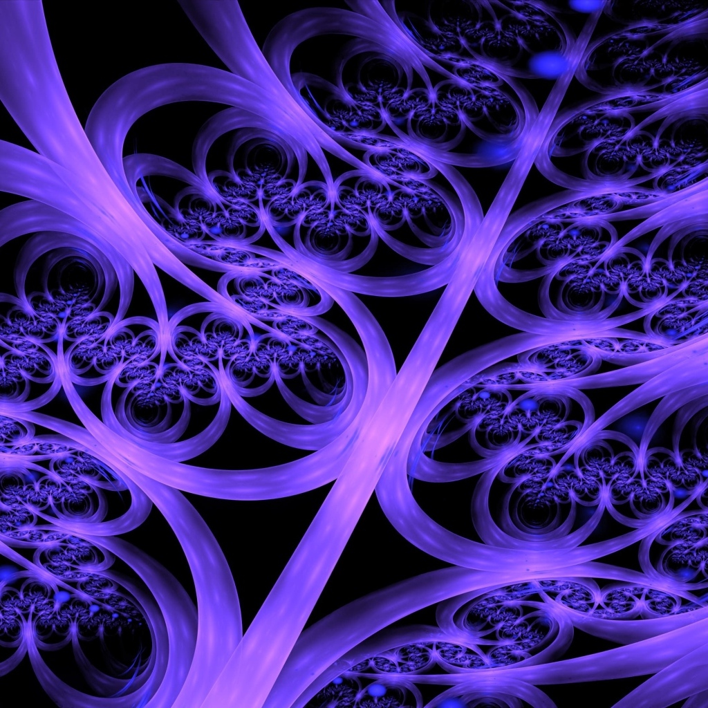 Закрученные фиолетовые фигуры 3д графика