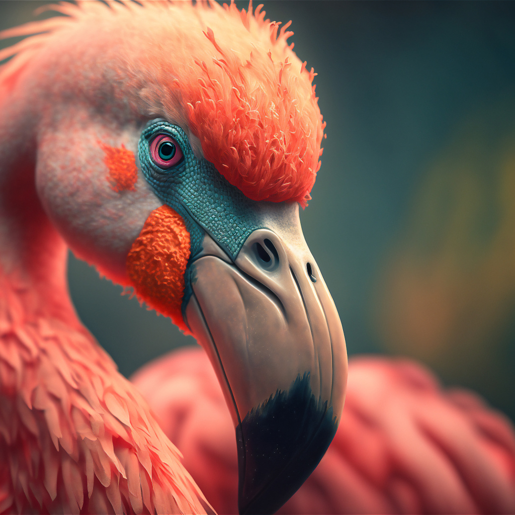 Большой нарисованный розовый фламинго