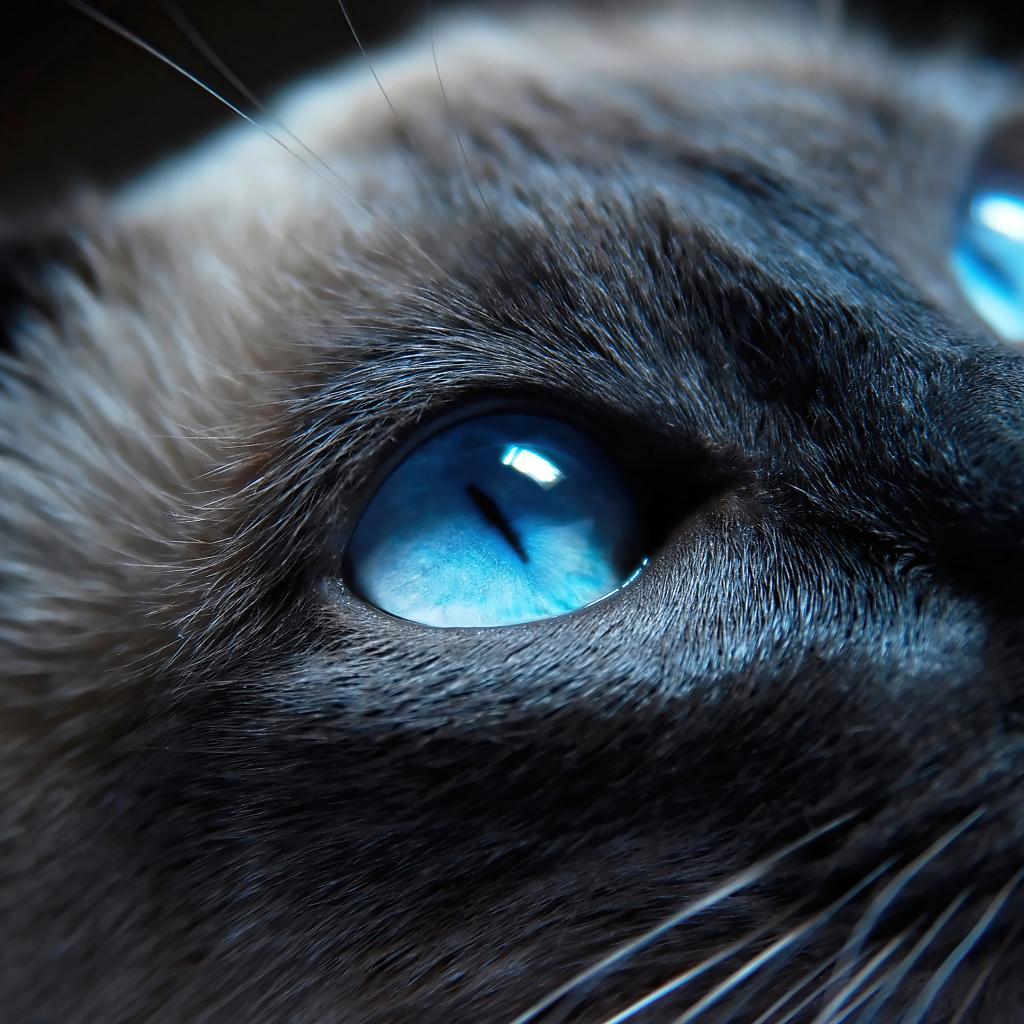 Красивые голубые глаза у сиамской кошки