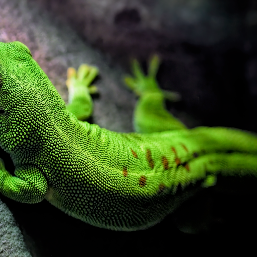 Зеленый мадагаскарский геккон на камне