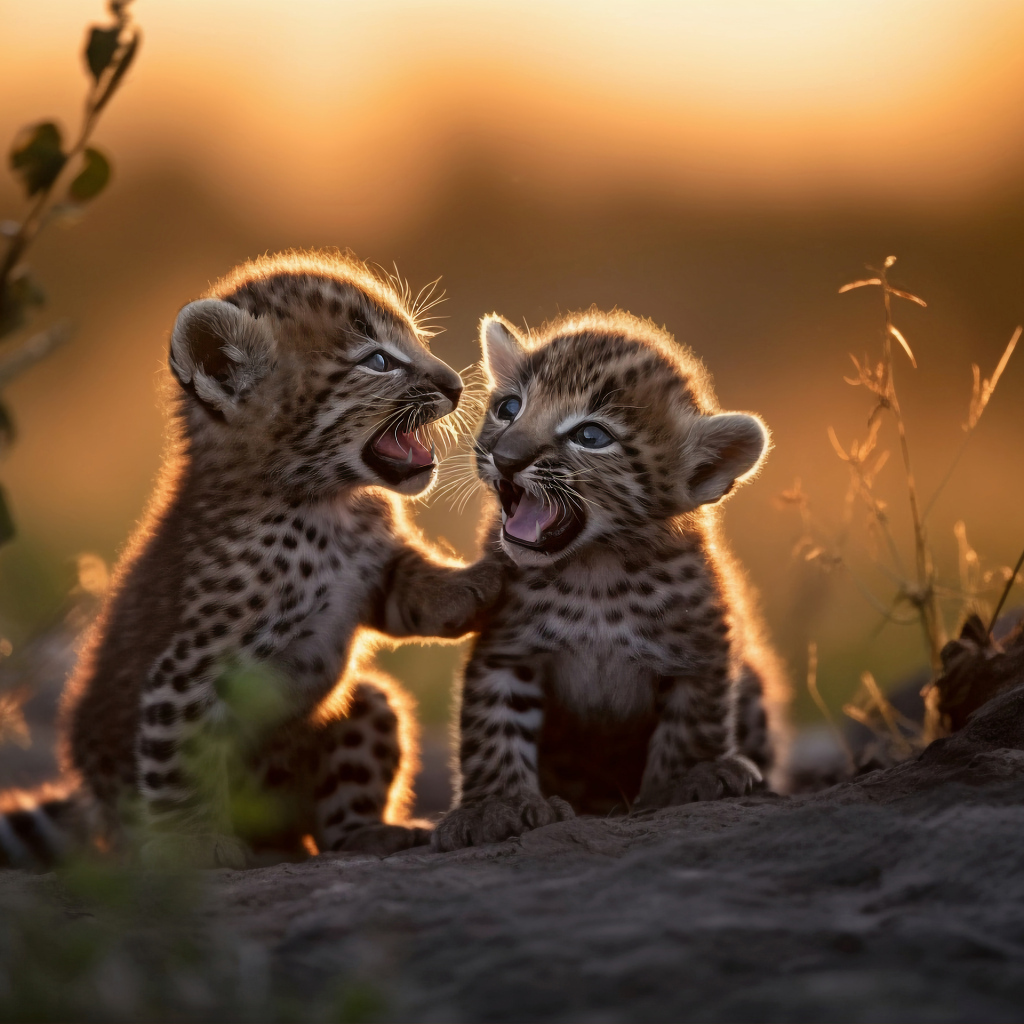 Два маленьких милых детеныша леопарда