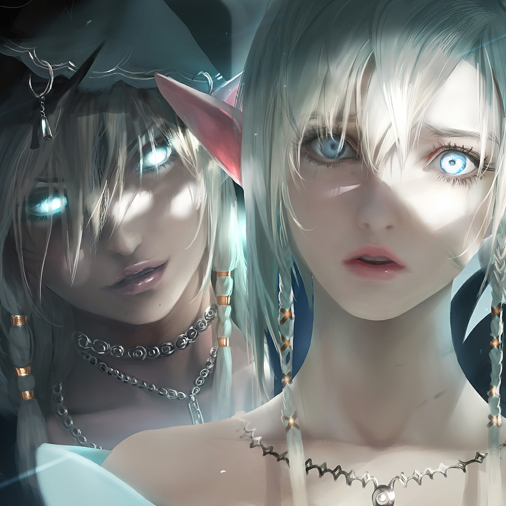 Девушка и парень аниме с светящимися глазами