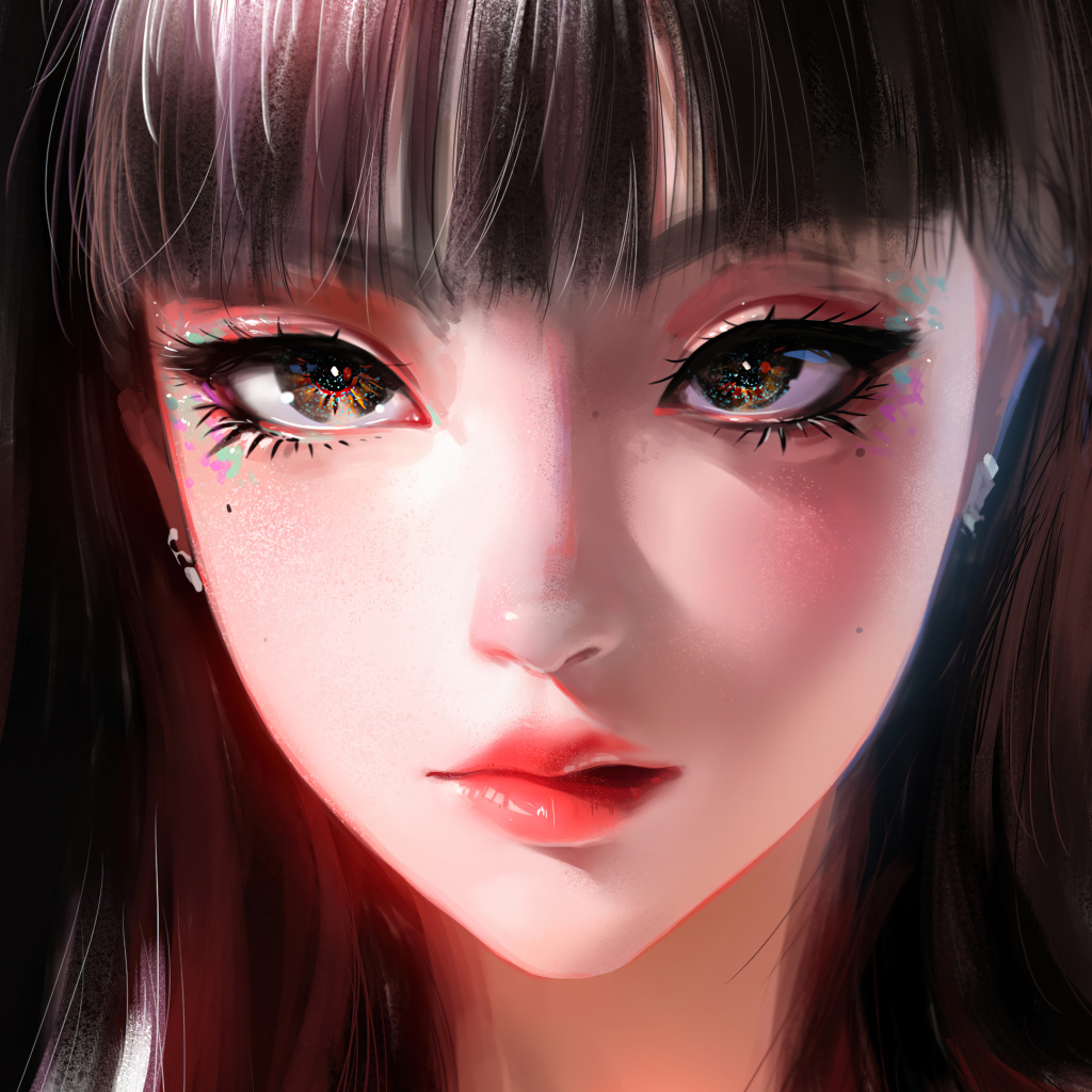 Большие красивые глаза девушки аниме