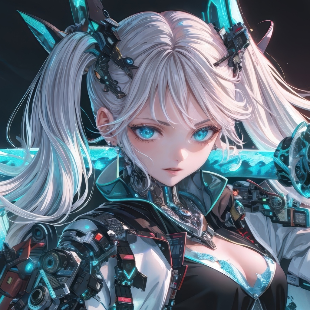 Девушка аниме блондинка с катаной на плече