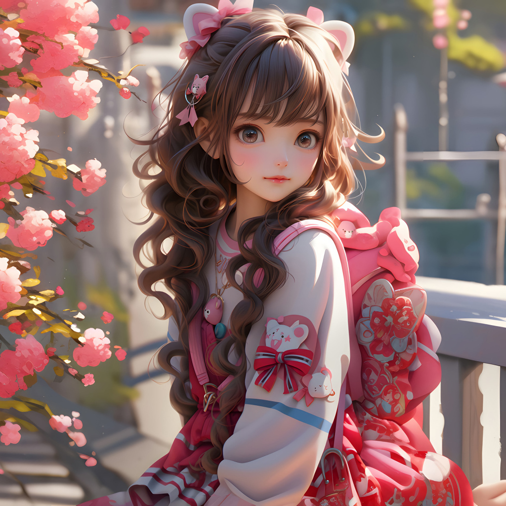 Милая девочка аниме с рюкзаком