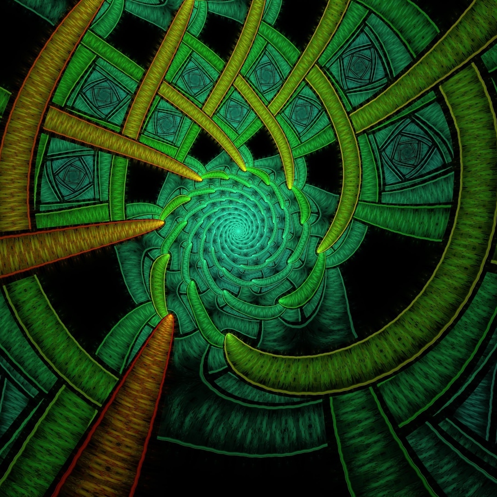 Зеленый фрактальный  красивый узор 