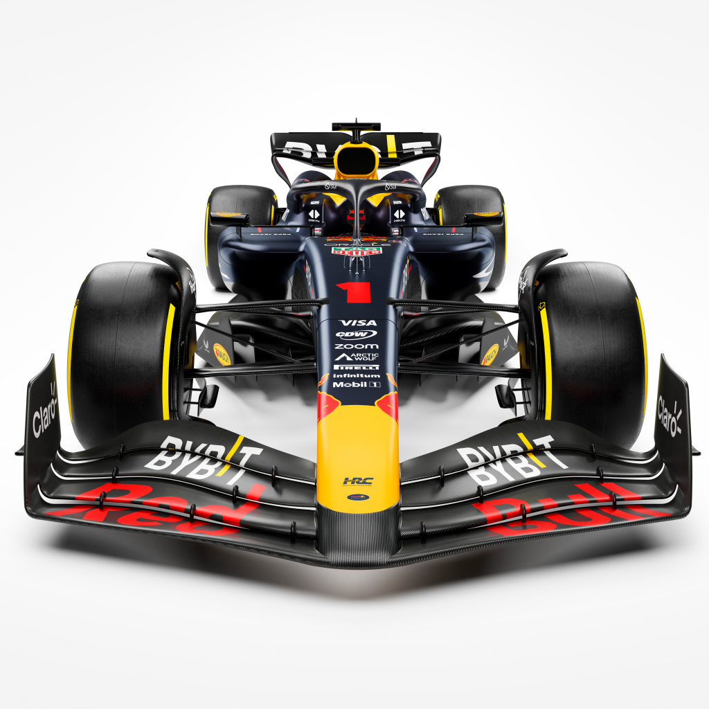 Гоночный автомобиль Red Bull RB20 2024 года вид спереди