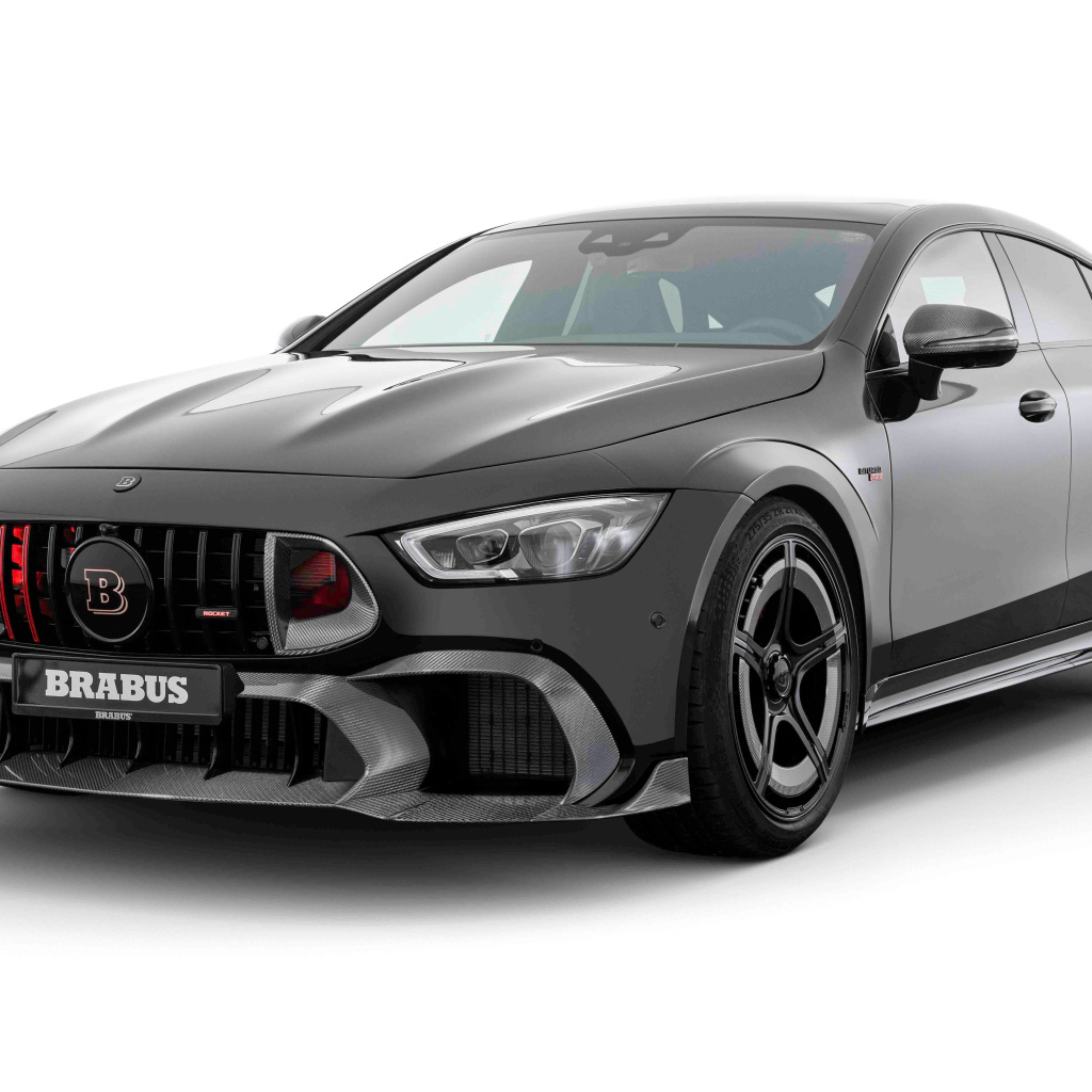 Серый автомобиль Brabus Rocket 1000 2024 года на белом фоне