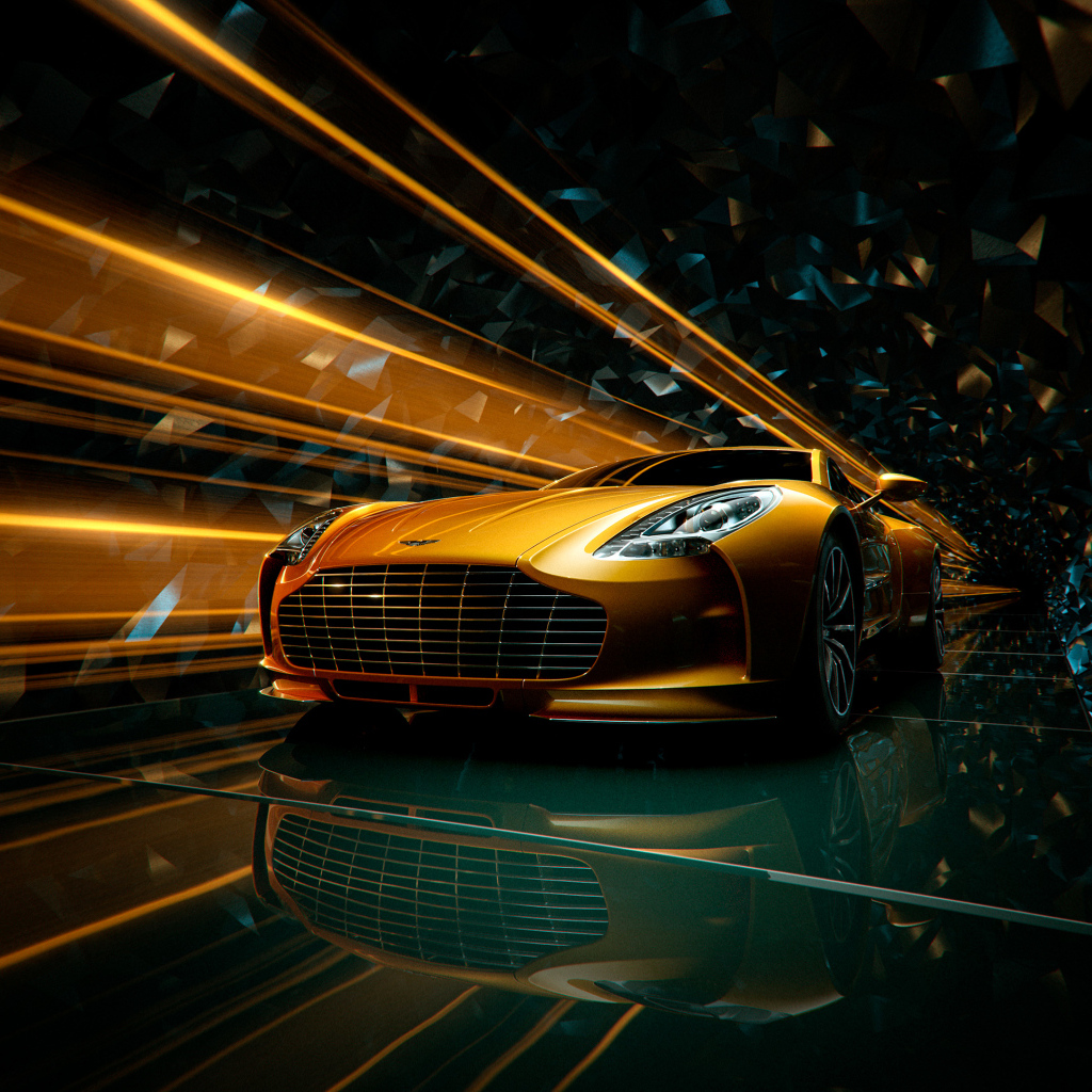 Оранжевый автомобиль Aston Martin One 77