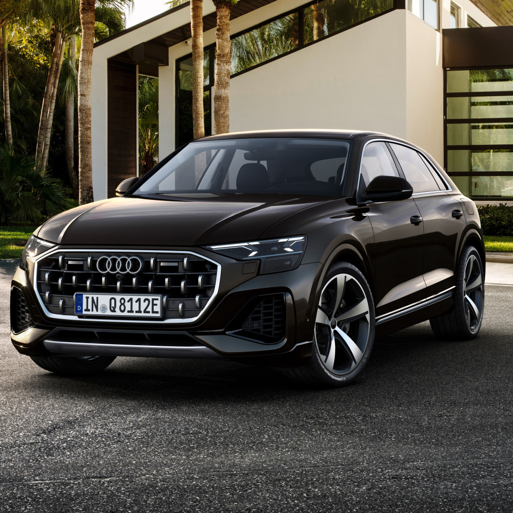 Черный автомобиль  Audi Q8 55 TFSI E Quattro 2024 года