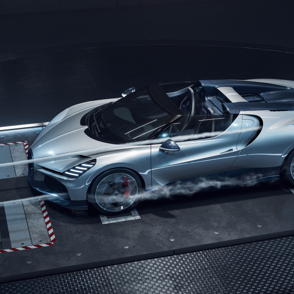 Вид сверху на автомобиль Bugatti W16 Mistral Roadster