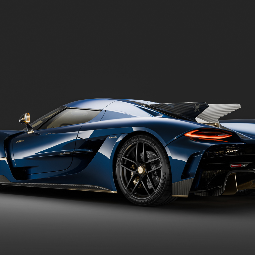 Синий автомобиль Koenigsegg Jesko Absolut