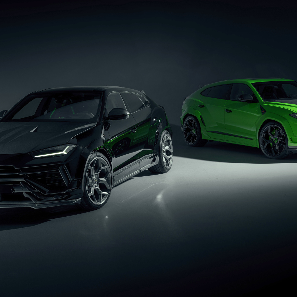 Черный и зеленый автомобиль Lamborghini Urus