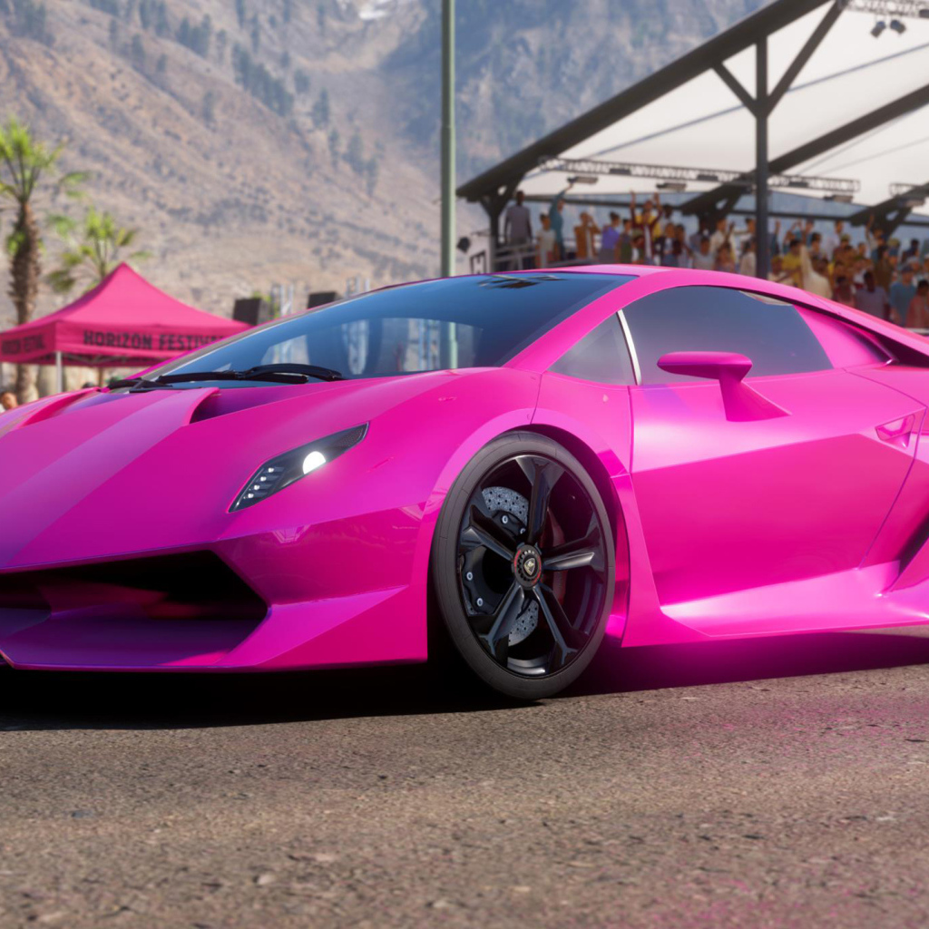 Розовый автомобиль Lamborghini Sesto Elemento