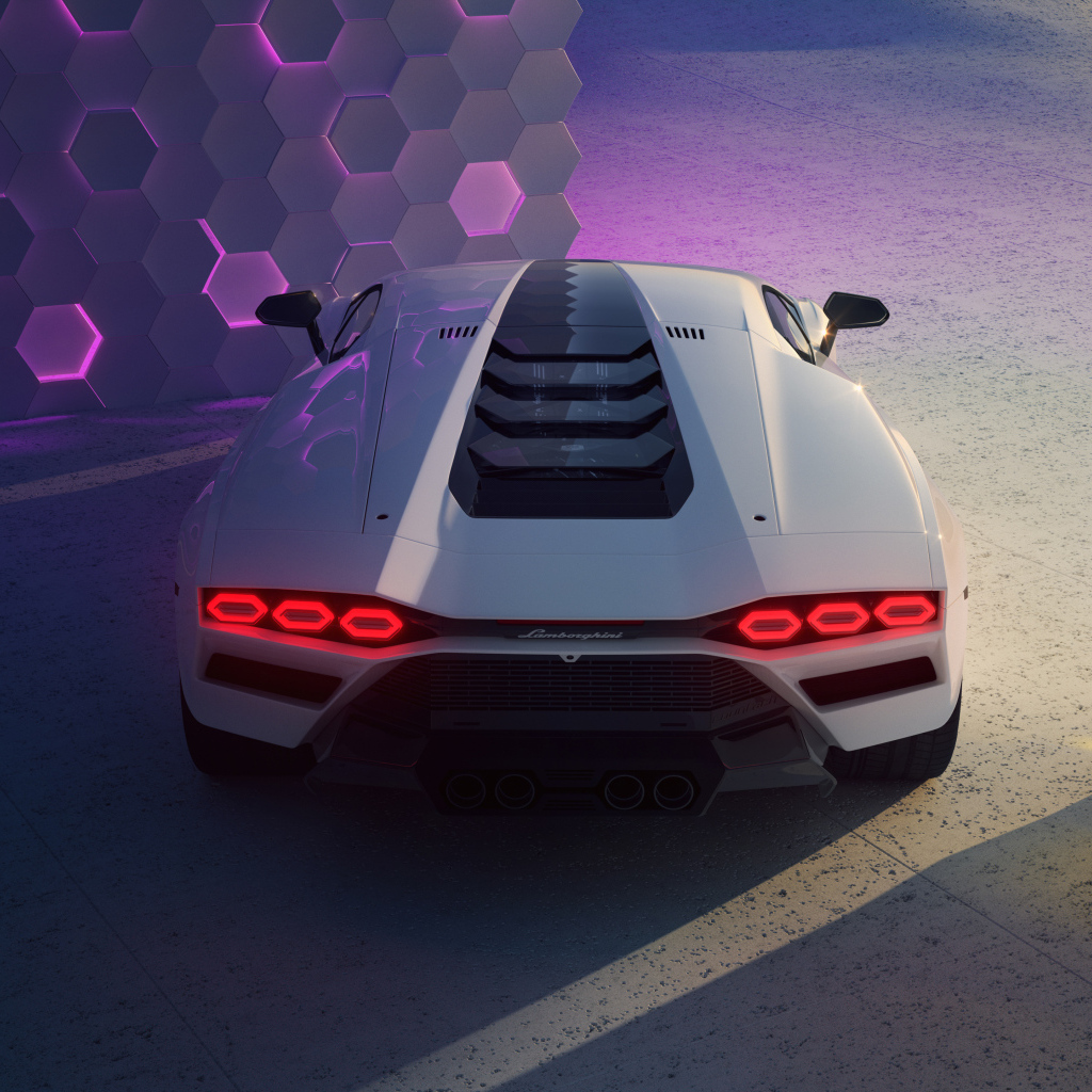 Вид сзади на автомобиль Lamborghini Countach